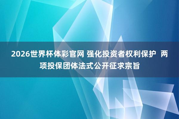2026世界杯体彩官网 强化投资者权利保护  两项投保团体法式公开征求宗旨