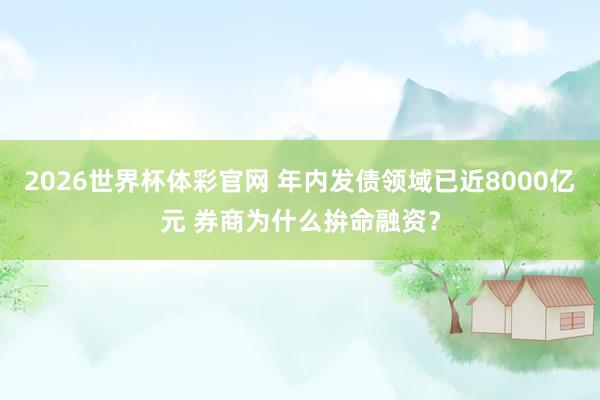 2026世界杯体彩官网 年内发债领域已近8000亿元 券商为什么拚命融资？