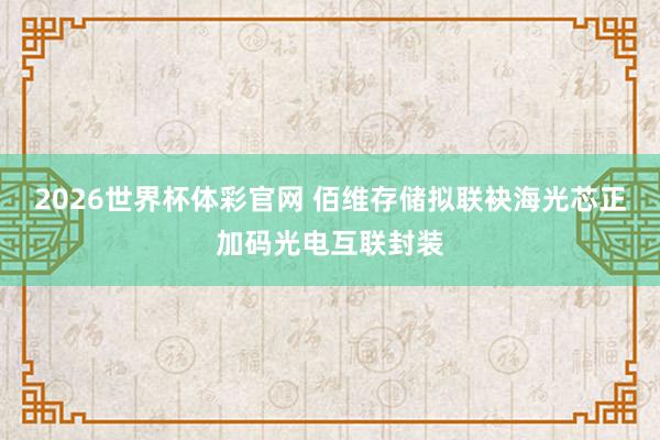 2026世界杯体彩官网 佰维存储拟联袂海光芯正加码光电互联封装