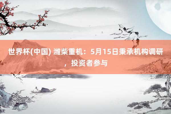 世界杯(中国) 潍柴重机：5月15日秉承机构调研，投资者参与