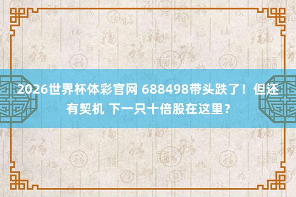 2026世界杯体彩官网 688498带头跌了！但还有契机 下一只十倍股在这里？