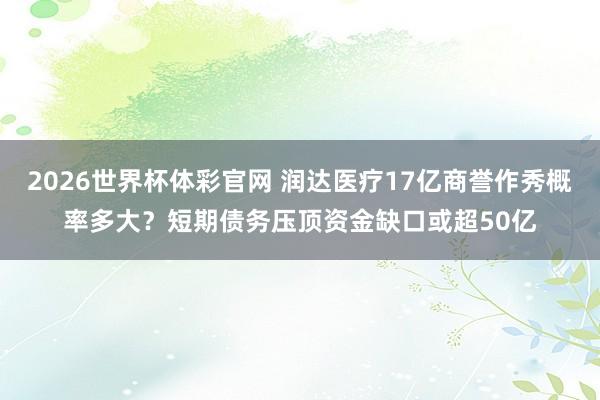 2026世界杯体彩官网 润达医疗17亿商誉作秀概率多大？短期债务压顶资金缺口或超50亿