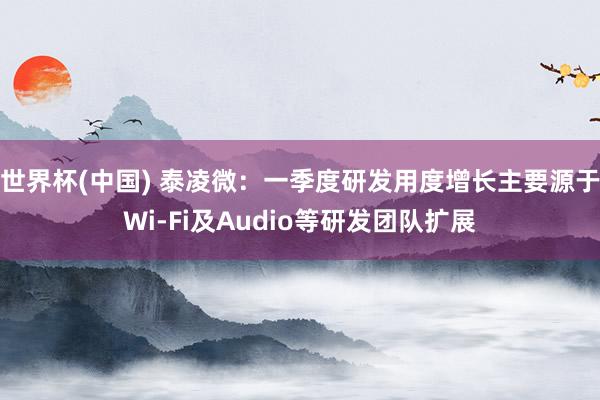 世界杯(中国) 泰凌微：一季度研发用度增长主要源于Wi-Fi及Audio等研发团队扩展