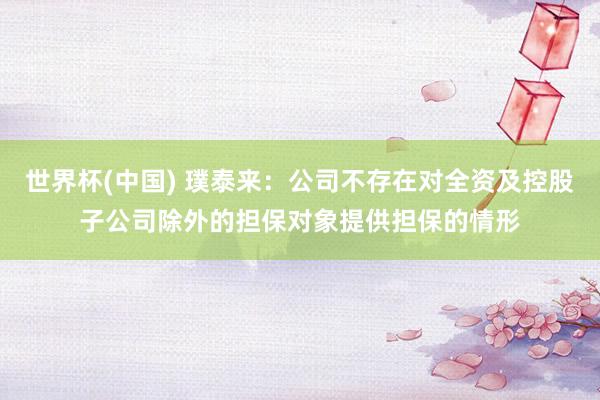 世界杯(中国) 璞泰来：公司不存在对全资及控股子公司除外的担保对象提供担保的情形