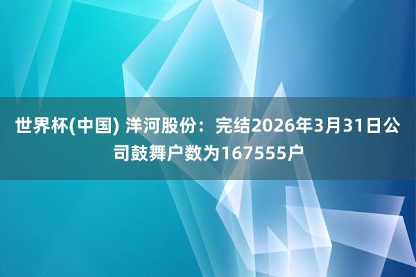 世界杯(中国) 洋河股份：完结2026年3月31日公司鼓舞户数为167555户