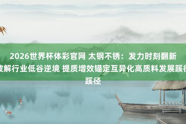 2026世界杯体彩官网 太钢不锈：发力时刻翻新破解行业低谷逆境 提质增效锚定互异化高质料发展蹊径