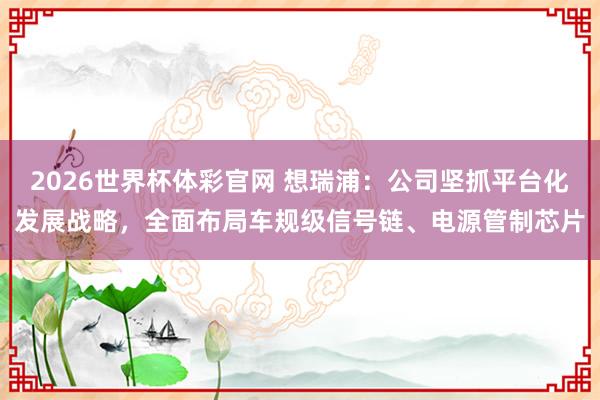 2026世界杯体彩官网 想瑞浦：公司坚抓平台化发展战略，全面布局车规级信号链、电源管制芯片