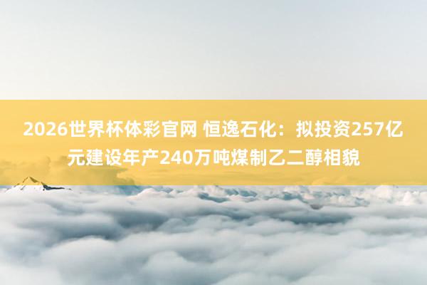 2026世界杯体彩官网 恒逸石化：拟投资257亿元建设年产240万吨煤制乙二醇相貌