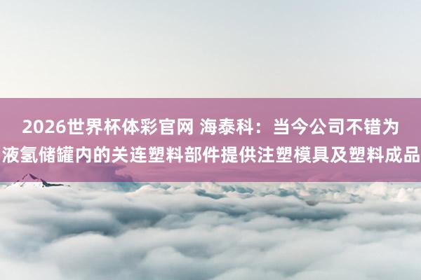 2026世界杯体彩官网 海泰科：当今公司不错为液氢储罐内的关连塑料部件提供注塑模具及塑料成品