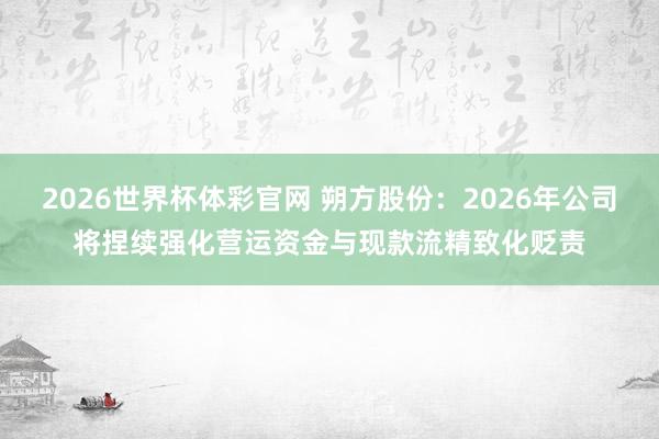 2026世界杯体彩官网 朔方股份：2026年公司将捏续强化营运资金与现款流精致化贬责