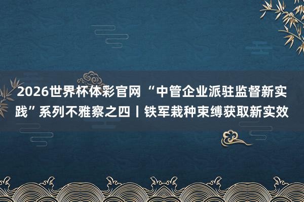 2026世界杯体彩官网 “中管企业派驻监督新实践”系列不雅察之四丨铁军栽种束缚获取新实效