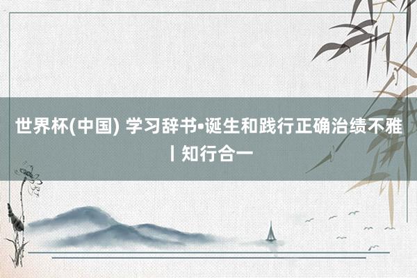世界杯(中国) 学习辞书•诞生和践行正确治绩不雅丨知行合一