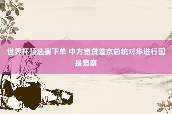世界杯预选赛下单 中方宽贷普京总统对华进行国是窥察