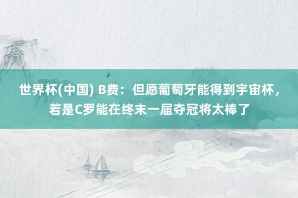 世界杯(中国) B费：但愿葡萄牙能得到宇宙杯，若是C罗能在终末一届夺冠将太棒了