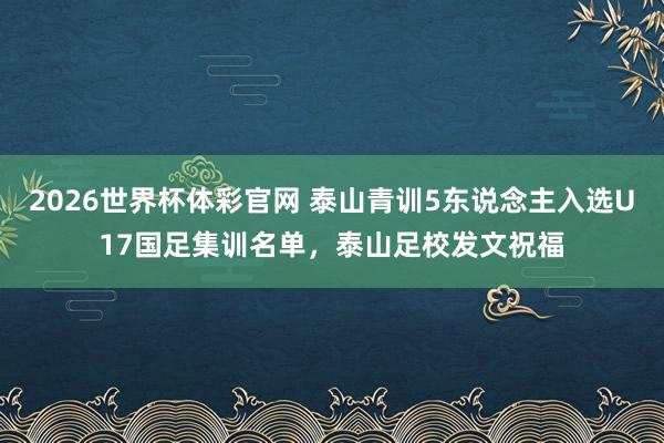 2026世界杯体彩官网 泰山青训5东说念主入选U17国足集训名单，泰山足校发文祝福
