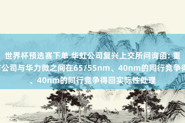 世界杯预选赛下单 华虹公司复兴上交所问询函: 重组完成后， 上市公司与华力微之间在65/55nm、40nm的同行竞争得回实际性处理