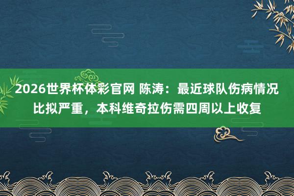 2026世界杯体彩官网 陈涛：最近球队伤病情况比拟严重，本科维奇拉伤需四周以上收复