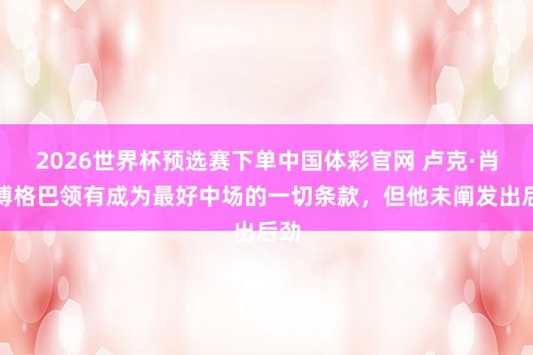 2026世界杯预选赛下单中国体彩官网 卢克·肖：博格巴领有成为最好中场的一切条款，但他未阐发出后劲