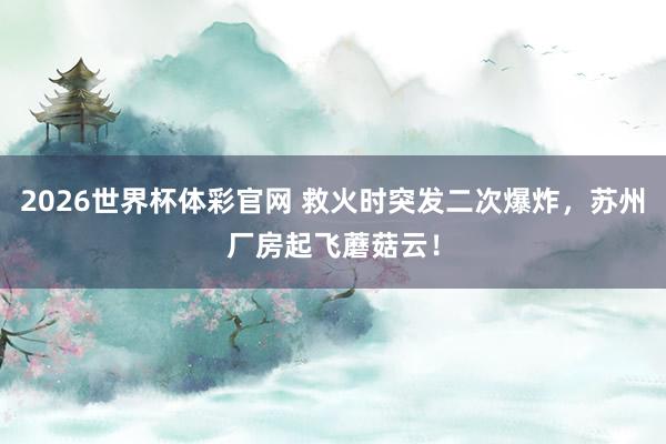 2026世界杯体彩官网 救火时突发二次爆炸，苏州厂房起飞蘑菇云！