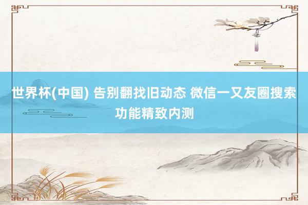 世界杯(中国) 告别翻找旧动态 微信一又友圈搜索功能精致内测