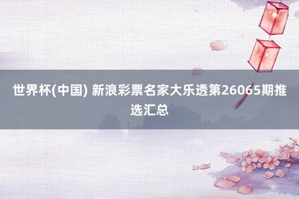 世界杯(中国) 新浪彩票名家大乐透第26065期推选汇总