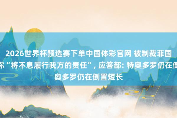 2026世界杯预选赛下单中国体彩官网 被制裁菲国防部长称“将不息履行我方的责任”， 应答部: 特奥多罗仍在倒置短长