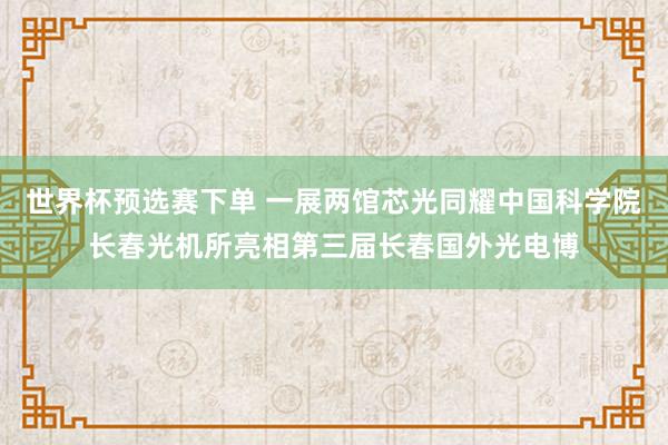 世界杯预选赛下单 一展两馆芯光同耀中国科学院长春光机所亮相第三届长春国外光电博