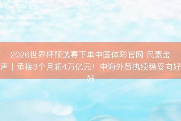 2026世界杯预选赛下单中国体彩官网 尺素金声｜承接3个月超4万亿元！中海外贸执续稳妥向好