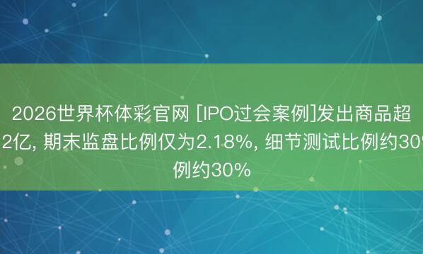 2026世界杯体彩官网 [IPO过会案例]发出商品超1.2亿， 期末监盘比例仅为2.18%， 细节测试比例约30%