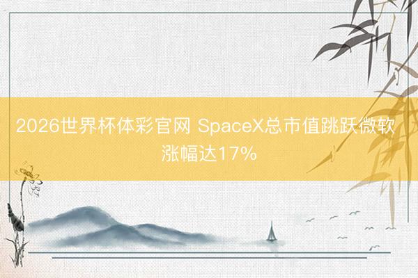 2026世界杯体彩官网 SpaceX总市值跳跃微软 涨幅达17%