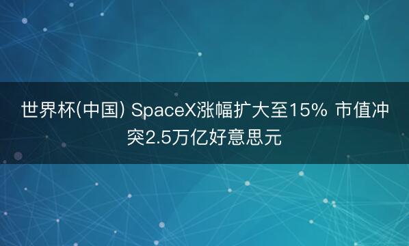 世界杯(中国) SpaceX涨幅扩大至15% 市值冲突2.5万亿好意思元