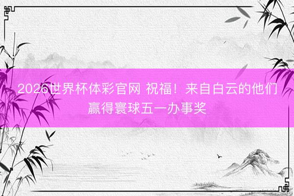 2026世界杯体彩官网 祝福!来自白云的他们赢得寰球五一办事奖