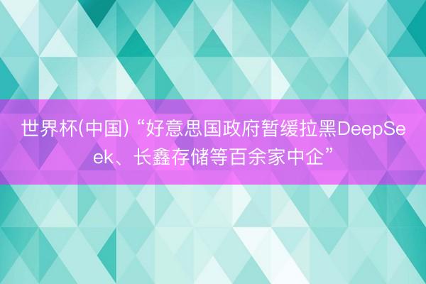 世界杯(中国) “好意思国政府暂缓拉黑DeepSeek、长鑫存储等百余家中企”