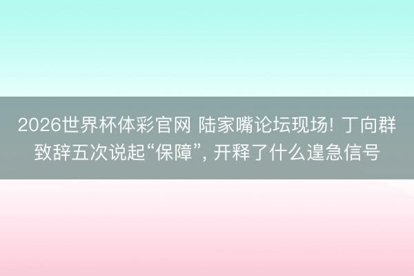 2026世界杯体彩官网 陆家嘴论坛现场! 丁向群致辞五次说起“保障”, 开释了什么遑急信号